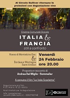 Degustazione vino Italia e Francia stili a confronto- proiezione "Le vele scarlatte"